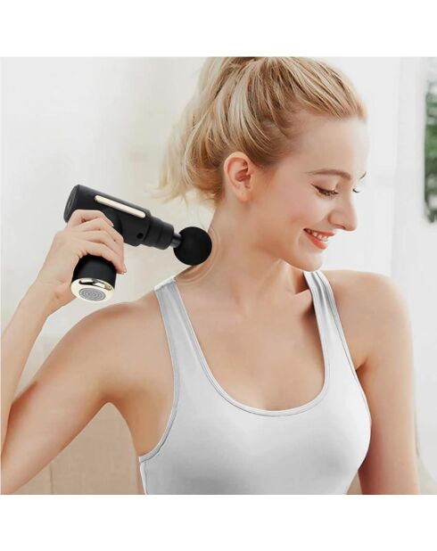 Pistolet de massage musculaire 6 vitesses réglables 6 têtes de massage modèle Smart Gun noir