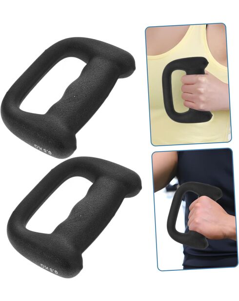 Paire de petits haltères porteurs de poids noire - 0,5kg l'unité