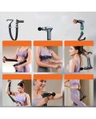 Pistolet de massage musculaire 6 vitesses réglables 3 en 1 masseur dos et cervicales poignée amovible modéle Move Gun gris