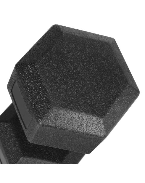 Lots de 2 Haltères hexagonal écologique en acier recouvert de PVC noir - 2,5 kg l'unité