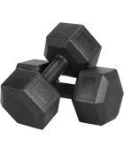 Lots de 2 Haltères hexagonal écologique en acier recouvert de PVC noir - 5 kg l'unité