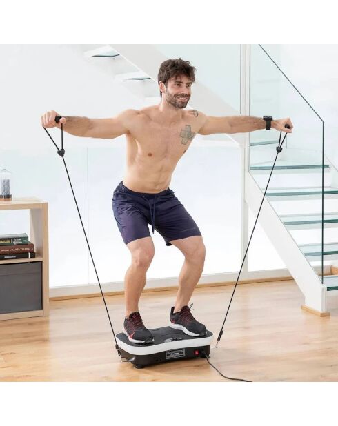 Plateforme vibrante de remise en forme modèle Powerfit avec poignée blanc - 53 x 32 x 100 cm