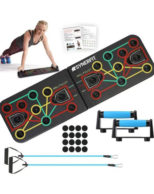 Planche de musculation 12 en 1 système d'exercice de Fitness d'entraînement modéle Push-up noire et bleue
