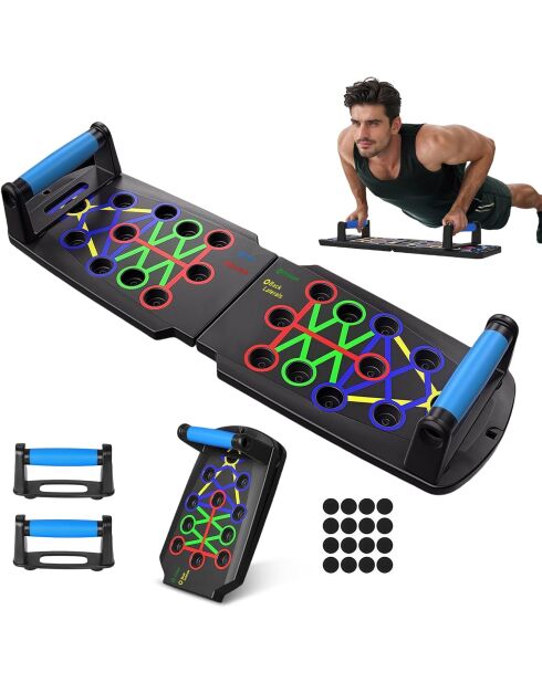 Planche de musculation 12 en 1 système d'exercice de Fitness d'entraînement modéle Push-up noire et bleue