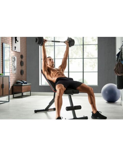 Banc de musculation pliable multifonction entraînement complet modèle COBRA noir et rouge