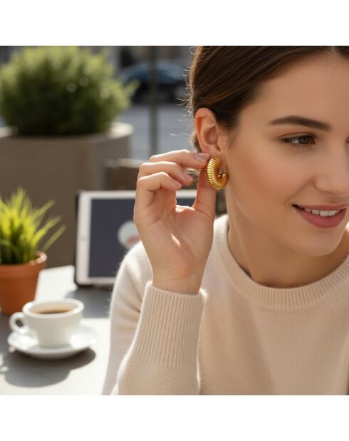 Boucles d'oreilles Eodace Steel dorées