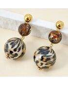 Boucles d'oreilles Leonie Steel doré/marron