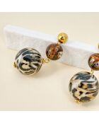 Boucles d'oreilles Leonie Steel doré/marron