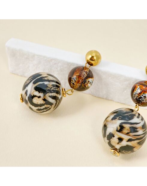 Boucles d'oreilles Leonie Steel doré/marron