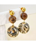 Boucles d'oreilles Leonie Steel doré/marron