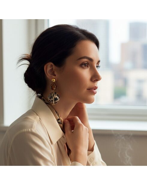 Boucles d'oreilles Leonie Steel doré/marron