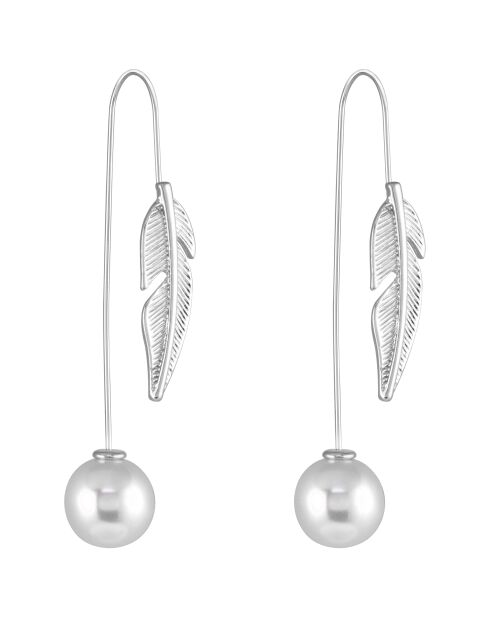Zilver/witte oorbellen Petra
