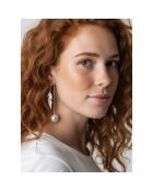 Zilver/witte oorbellen Petra