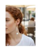 Zilver/witte oorbellen Petra