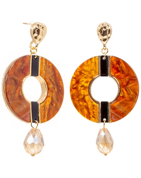 Boucles d'oreilles Ambora doré/marron