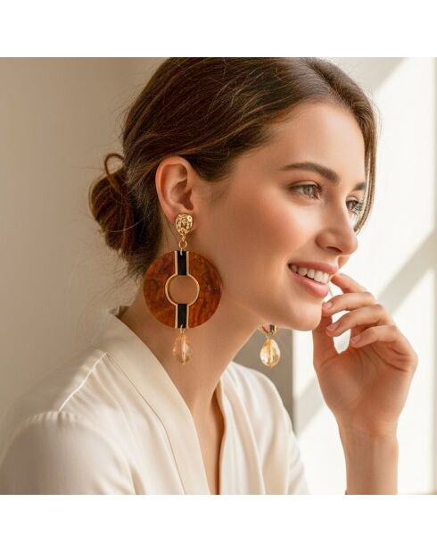 Boucles d'oreilles Ambora doré/marron