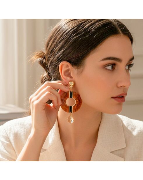 Boucles d'oreilles Ambora doré/marron