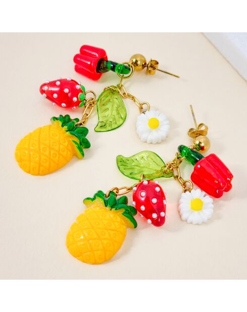 Boucles d'oreilles Sumerena Steel doré/multicolore