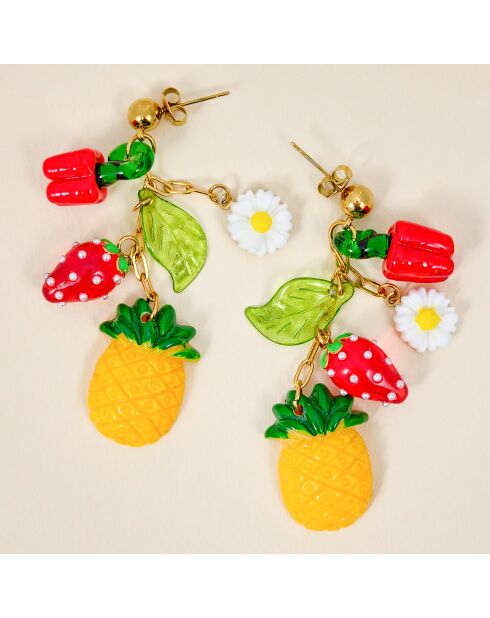 Boucles d'oreilles Sumerena Steel doré/multicolore