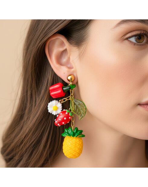 Boucles d'oreilles Sumerena Steel doré/multicolore