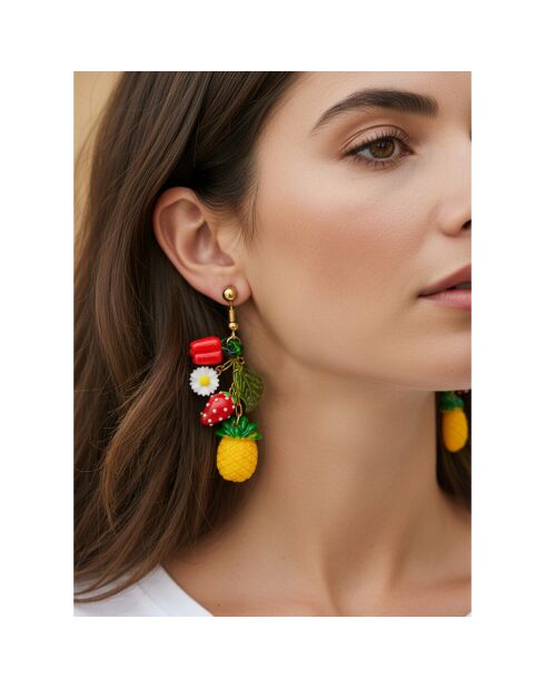 Boucles d'oreilles Sumerena Steel doré/multicolore