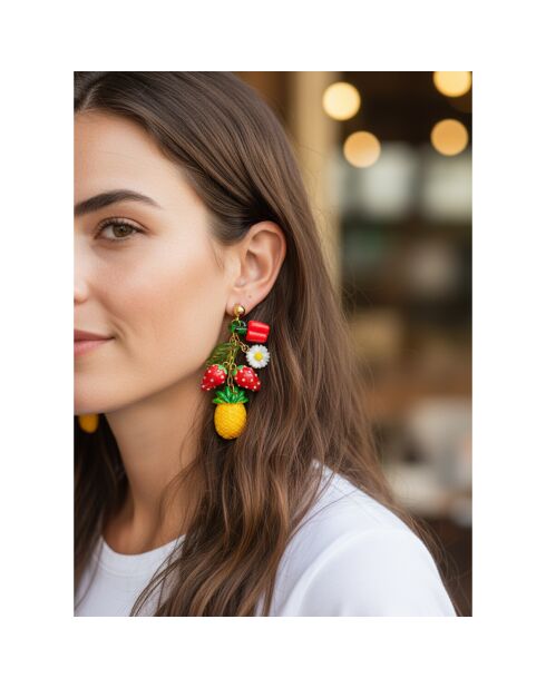 Boucles d'oreilles Sumerena Steel doré/multicolore
