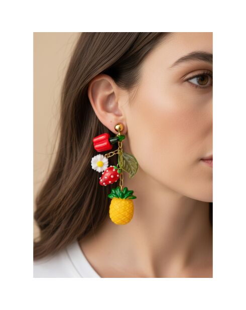 Boucles d'oreilles Sumerena Steel doré/multicolore