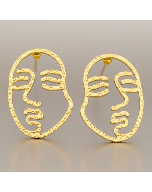 Boucles d'oreilles Line Faces dorées