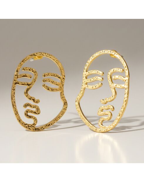 Boucles d'oreilles Line Faces dorées