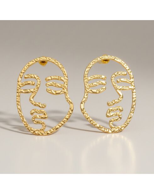 Boucles d'oreilles Line Faces dorées