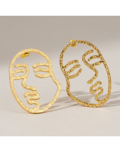 Boucles d'oreilles Line Faces dorées