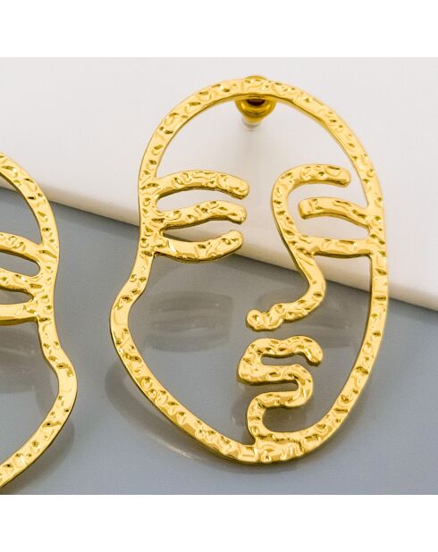 Boucles d'oreilles Line Faces dorées