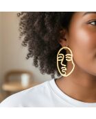 Boucles d'oreilles Line Faces dorées