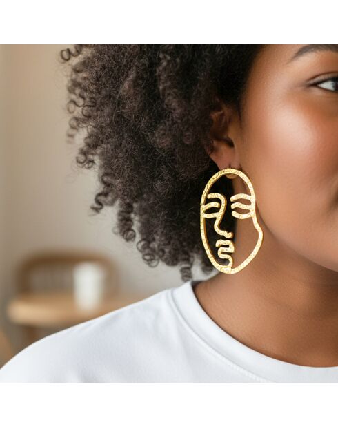 Boucles d'oreilles Line Faces dorées