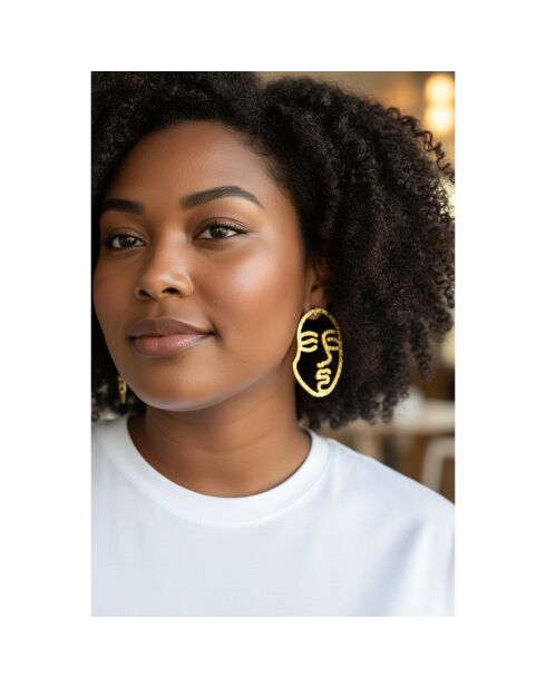 Boucles d'oreilles Line Faces dorées