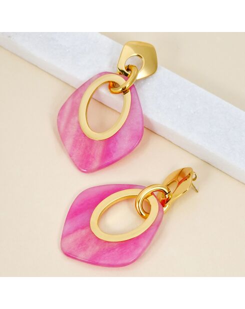 Boucles d'oreilles Gelina Steel doré/rose