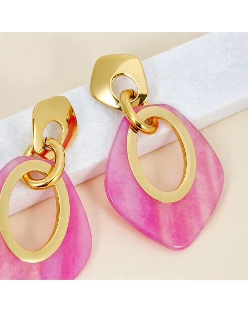 Boucles d'oreilles Gelina Steel doré/rose