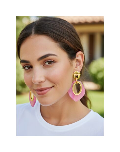 Boucles d'oreilles Gelina Steel doré/rose