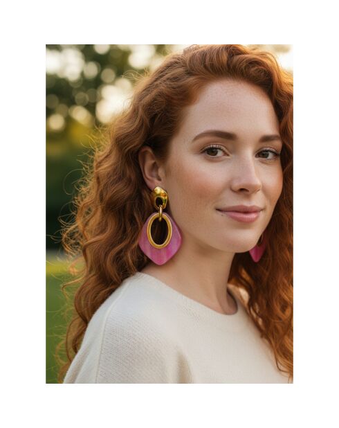 Boucles d'oreilles Gelina Steel doré/rose