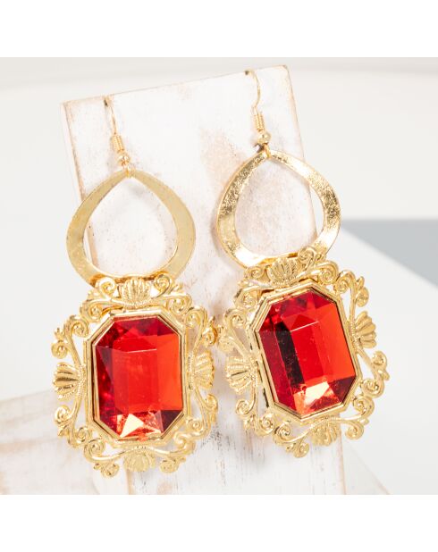 Boucles d'oreilles Adella doré/rouge