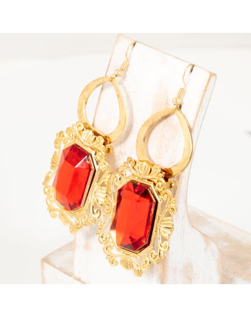 Boucles d'oreilles Adella doré/rouge