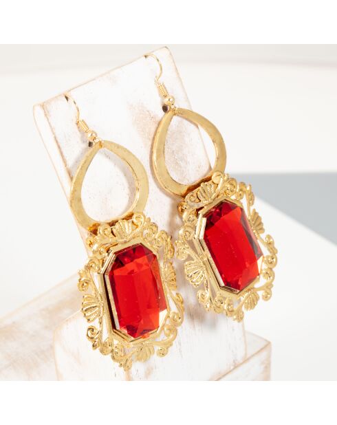 Boucles d'oreilles Adella doré/rouge