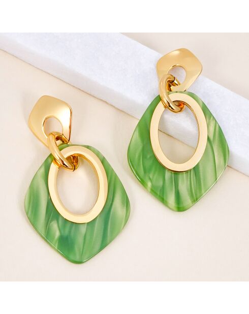 Boucles d'oreilles Gelina Steel doré/vert