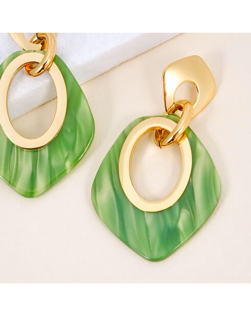 Boucles d'oreilles Gelina Steel doré/vert