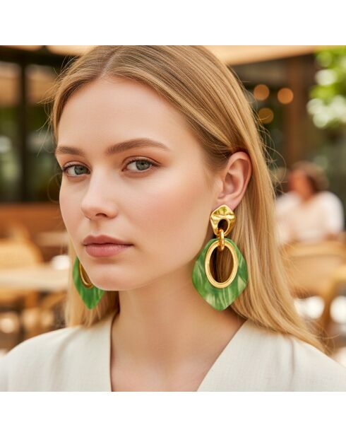 Boucles d'oreilles Gelina Steel doré/vert