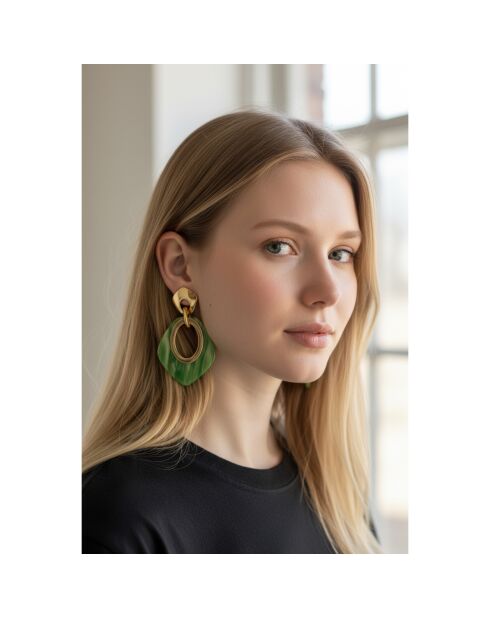 Boucles d'oreilles Gelina Steel doré/vert
