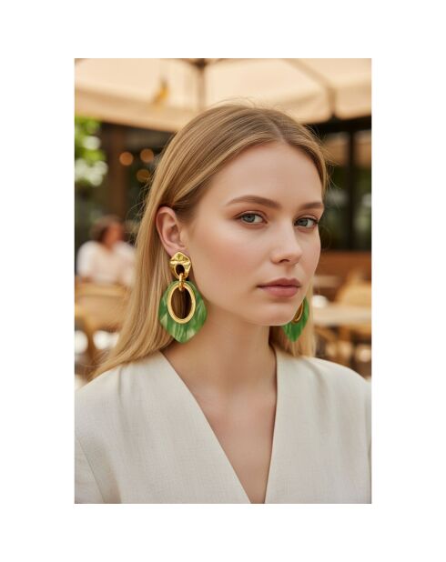 Boucles d'oreilles Gelina Steel doré/vert