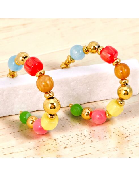 Boucles d'oreilles Bolas Steel doré/multicolore