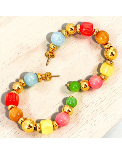 Boucles d'oreilles Bolas Steel doré/multicolore