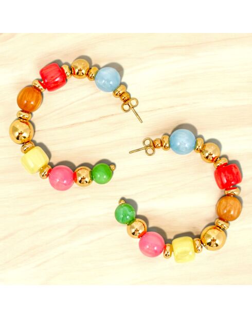 Boucles d'oreilles Bolas Steel doré/multicolore